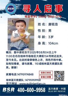 【寻人启事】图中唐铭浩于2025年08月04日上午11:00左右在桂林市临桂区大律街154号附近走失 - 攀枝花28生活网 panzhihua.28life.net